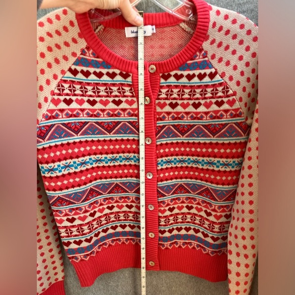 Geometric, patterns, hearts - Button up Cardigan - Women's Size XS - Picture 4 of 10